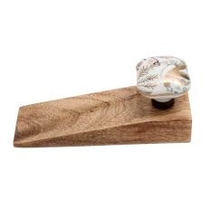 2 Pieces Golden Leaf Bird Square Ceramic Wooden Door Stopper